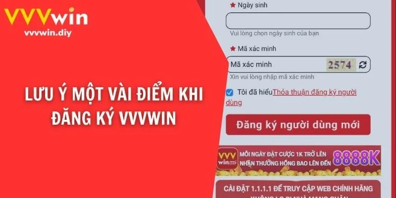 Lưu ý một vài điểm khi đăng ký VVVwin